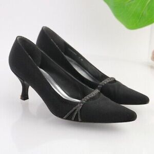 Vintage Stuart Weitzman Womens Pump Size 6 Black Satin High Heels